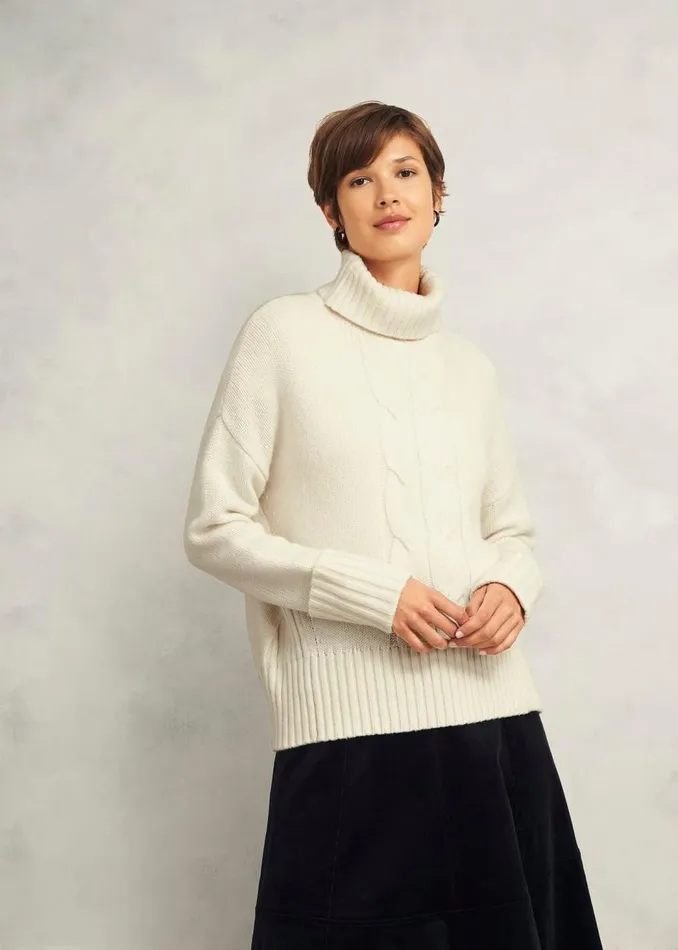 Jumpers and Cardigans Women HOBBS Ember Cable Jumper With Alpaca Warm Ivory