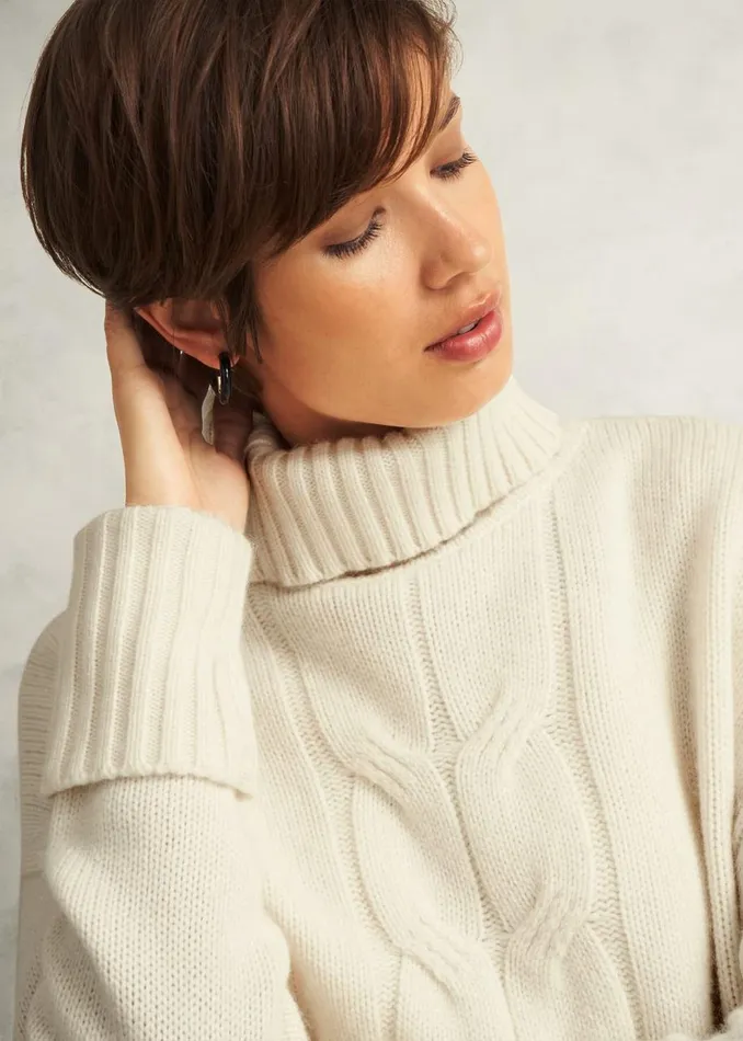Jumpers and Cardigans Women HOBBS Ember Cable Jumper With Alpaca Warm Ivory
