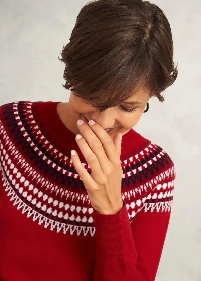 Jumpers and Cardigans Women HOBBS Greta Fairisle Jumper With Cashmere Red Multi