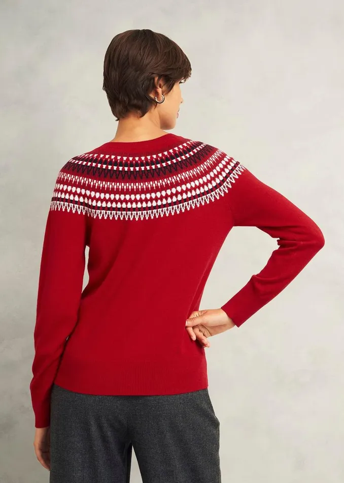 Jumpers and Cardigans Women HOBBS Greta Fairisle Jumper With Cashmere Red Multi