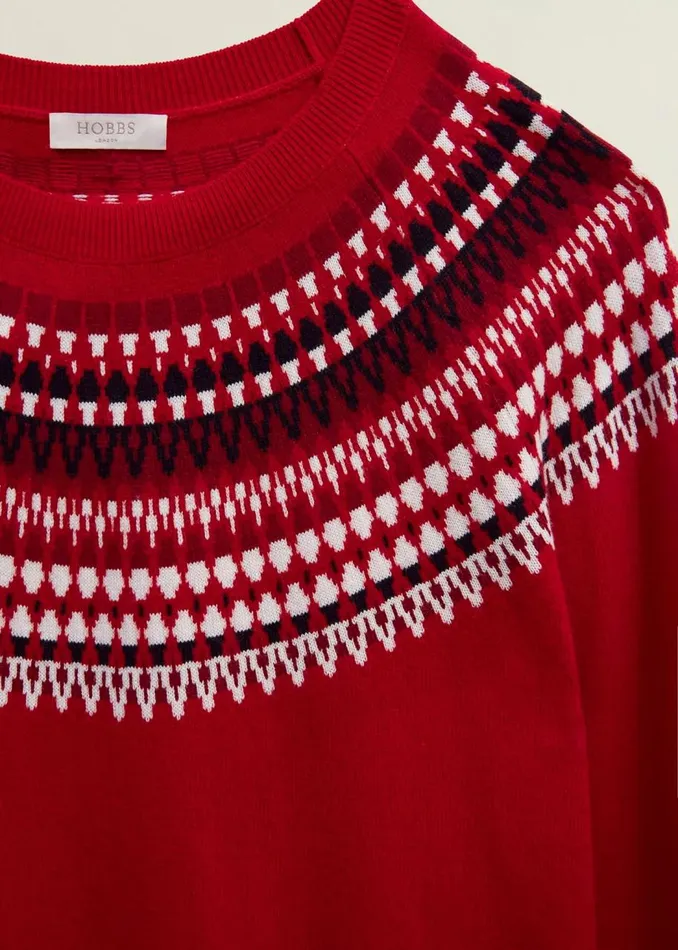 Jumpers and Cardigans Women HOBBS Greta Fairisle Jumper With Cashmere Red Multi
