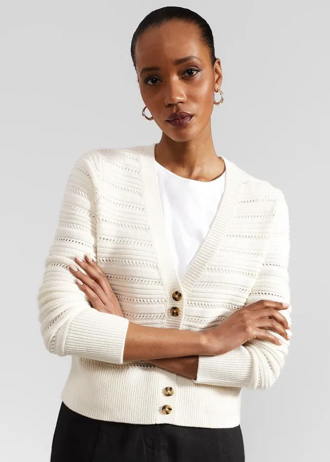 Jumpers and Cardigans Women HOBBS Naomi Cotton Cardigan Ivory