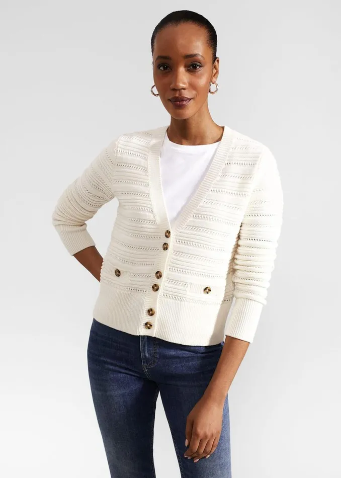 Jumpers and Cardigans Women HOBBS Naomi Cotton Cardigan Ivory