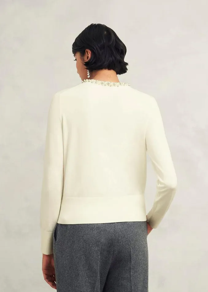 Jumpers and Cardigans Women HOBBS Oakley Beaded Cardigan Ivory