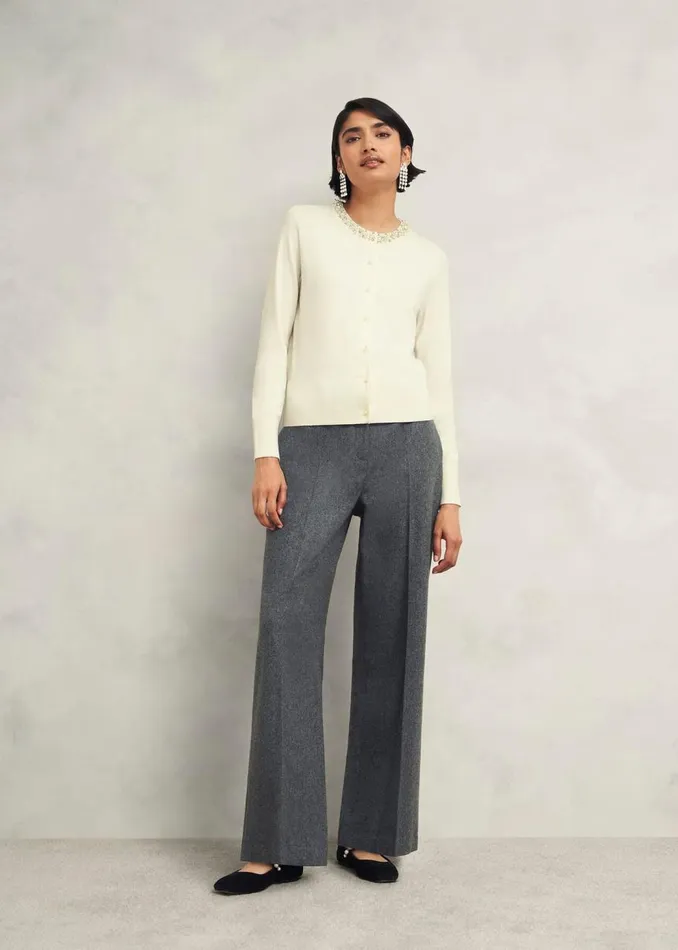Jumpers and Cardigans Women HOBBS Oakley Beaded Cardigan Ivory