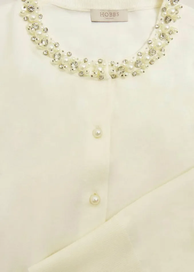 Jumpers and Cardigans Women HOBBS Oakley Beaded Cardigan Ivory