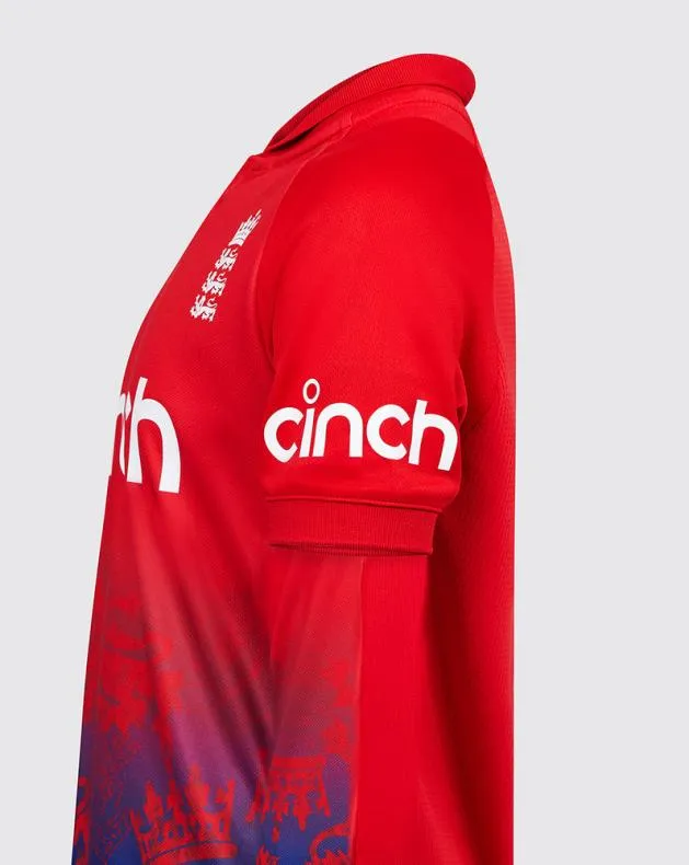 Junior Castore Junior England Cricket IT20 Shirt 8211 Red