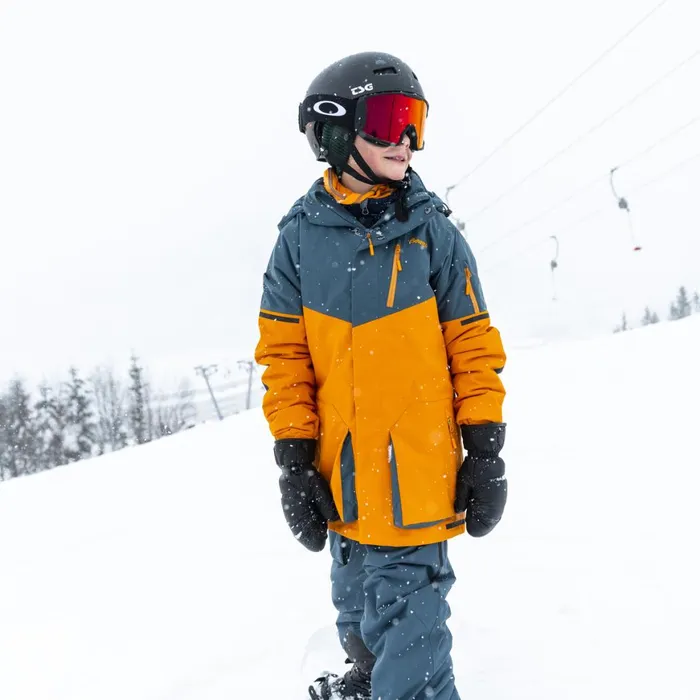 Kids Bergans Of Norway Insulated Jackets Knyken Insulated Youth Jacket Cloudberry Yellow Orion Blue