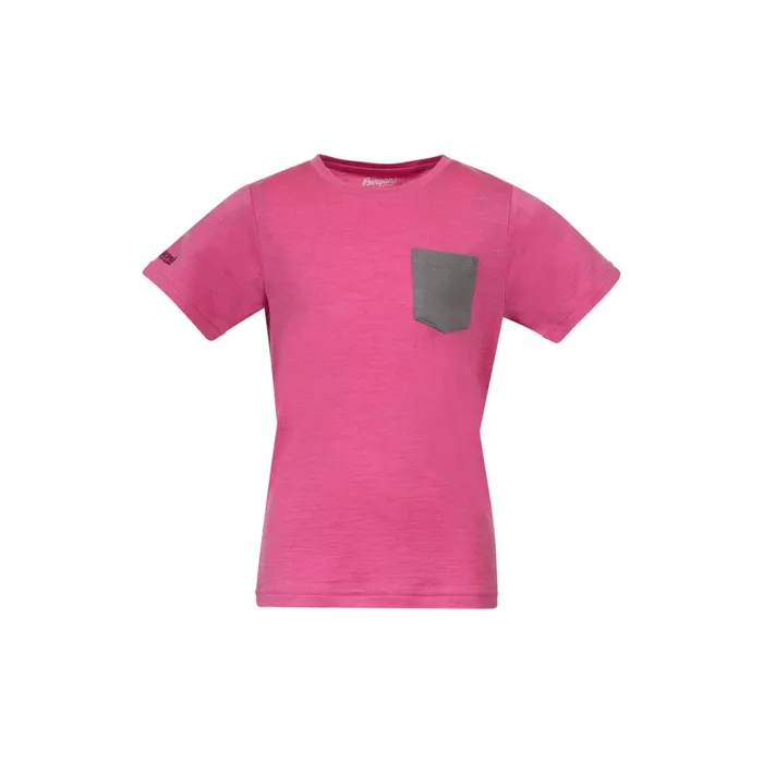Kids Bergans Of Norway TShirts Myske Wool Tee Ibis Rose