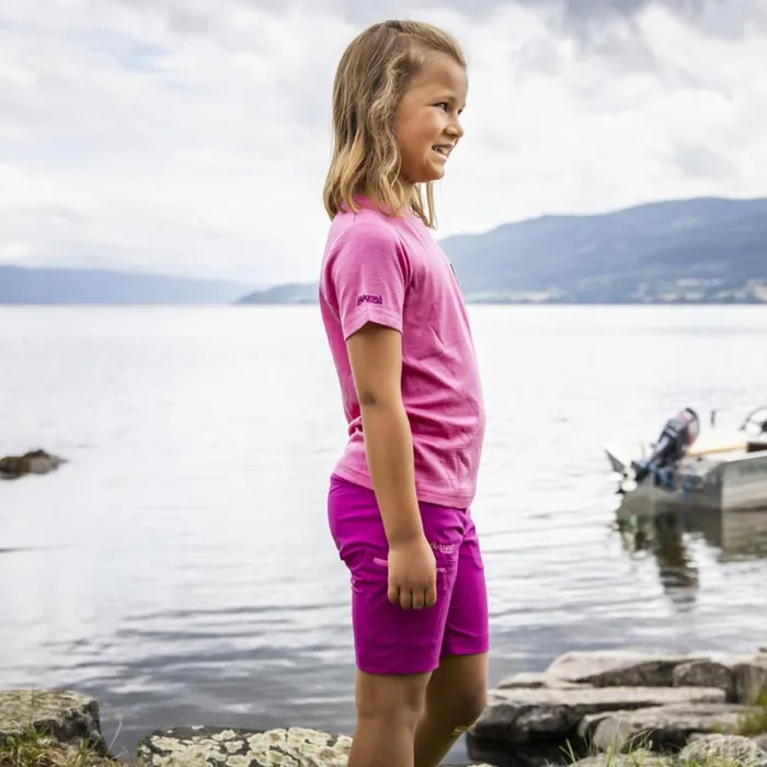 Kids Bergans Of Norway TShirts Myske Wool Tee Ibis Rose