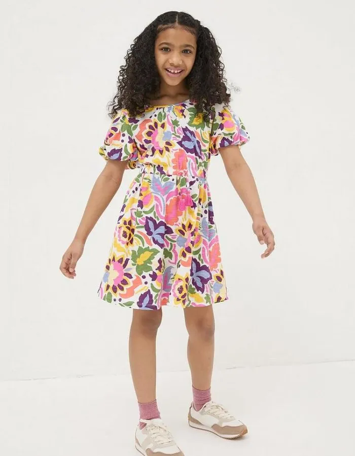 Kids FatFace Dresses and Skirts Art Floral Jersey Printed Dress Multi