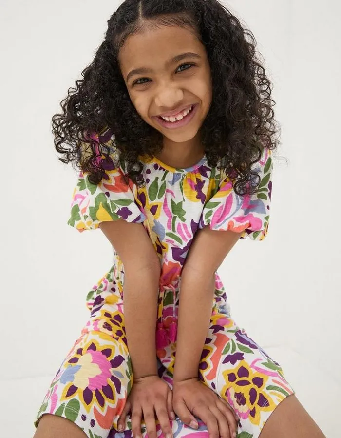 Kids FatFace Dresses and Skirts Art Floral Jersey Printed Dress Multi