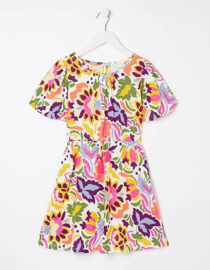 Kids FatFace Dresses and Skirts Art Floral Jersey Printed Dress Multi
