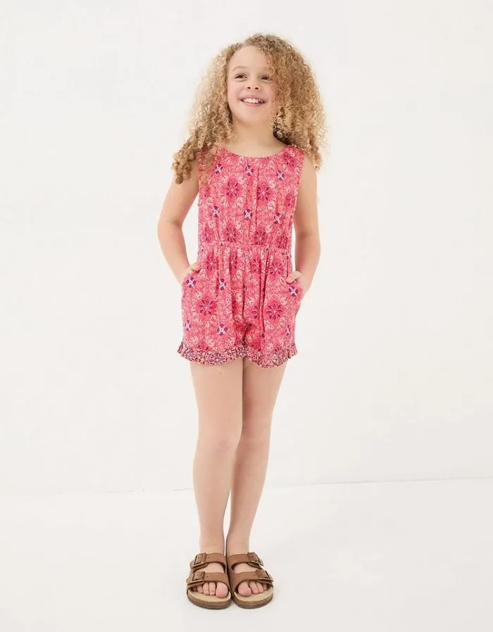 Kids FatFace Jumpsuits and Playsuits Amelia Geo Playsuit Rose Pink