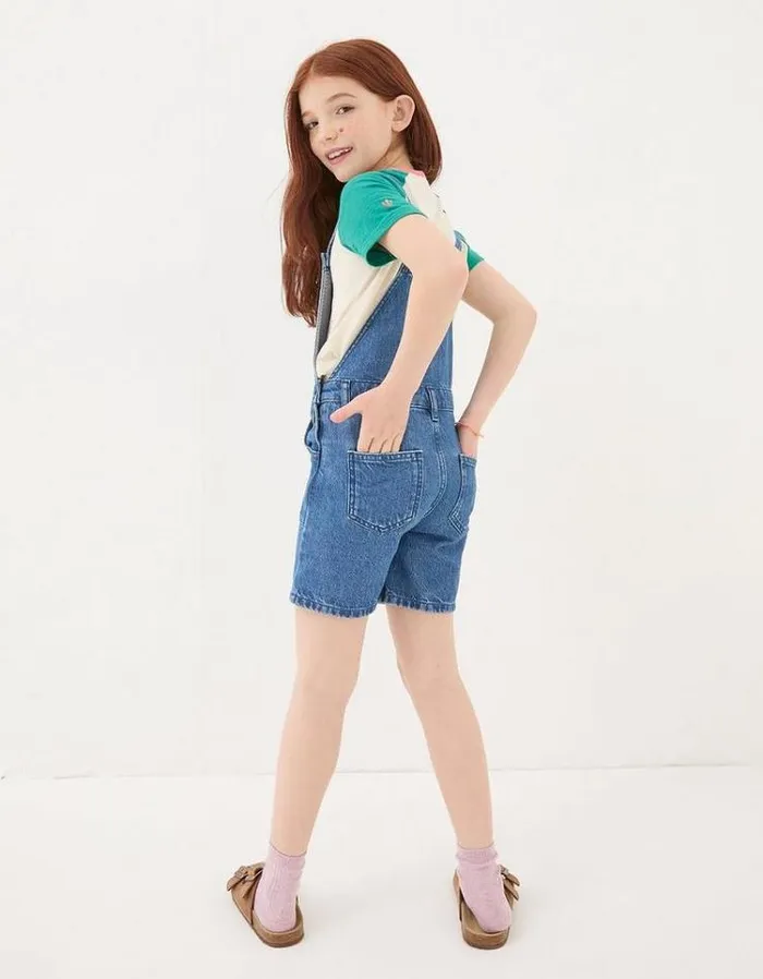 Kids FatFace Jumpsuits and Playsuits Denim Shortie Dungaree Denim Blue