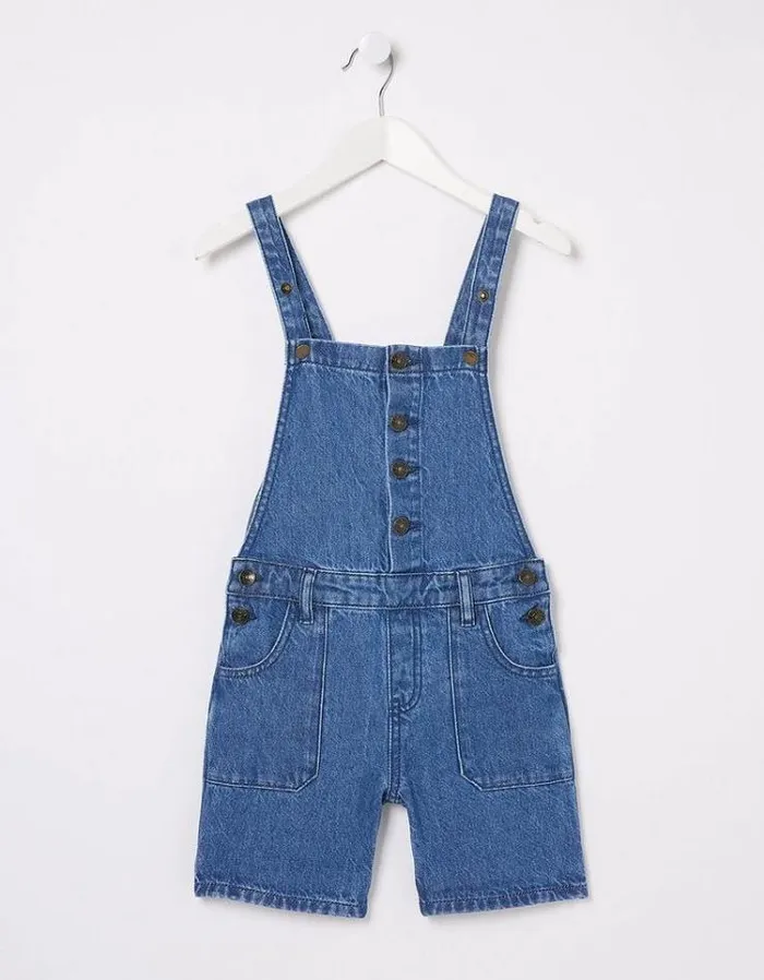 Kids FatFace Jumpsuits and Playsuits Denim Shortie Dungaree Denim Blue