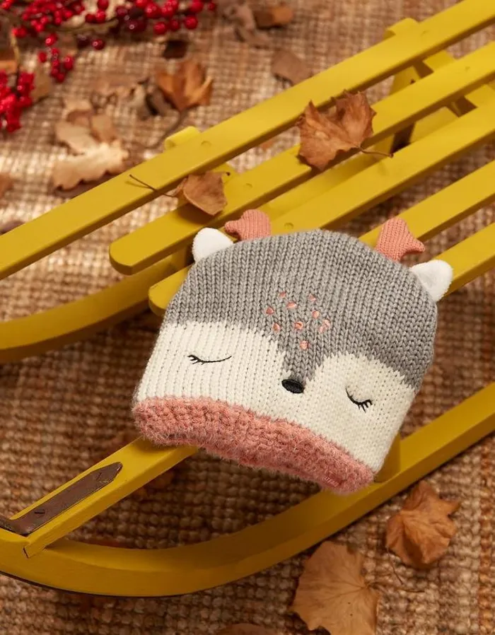 Kids FatFace Kids039 Sale Deer Beanie Pink