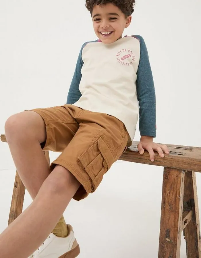 Kids FatFace Mini Me Outfits Lulworth Cargo Shorts Tan