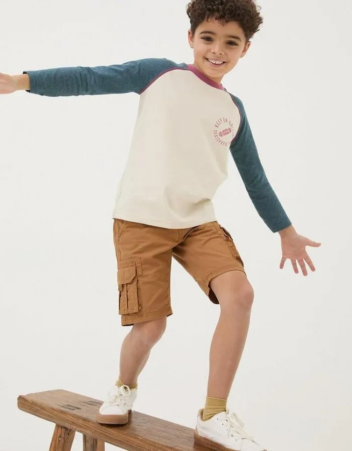 Kids FatFace Mini Me Outfits Lulworth Cargo Shorts Tan