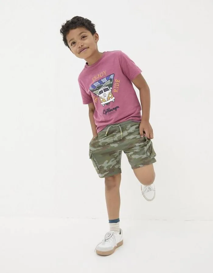 Kids FatFace Shorts Hatfield Camo Cargo Shorts Khaki Green