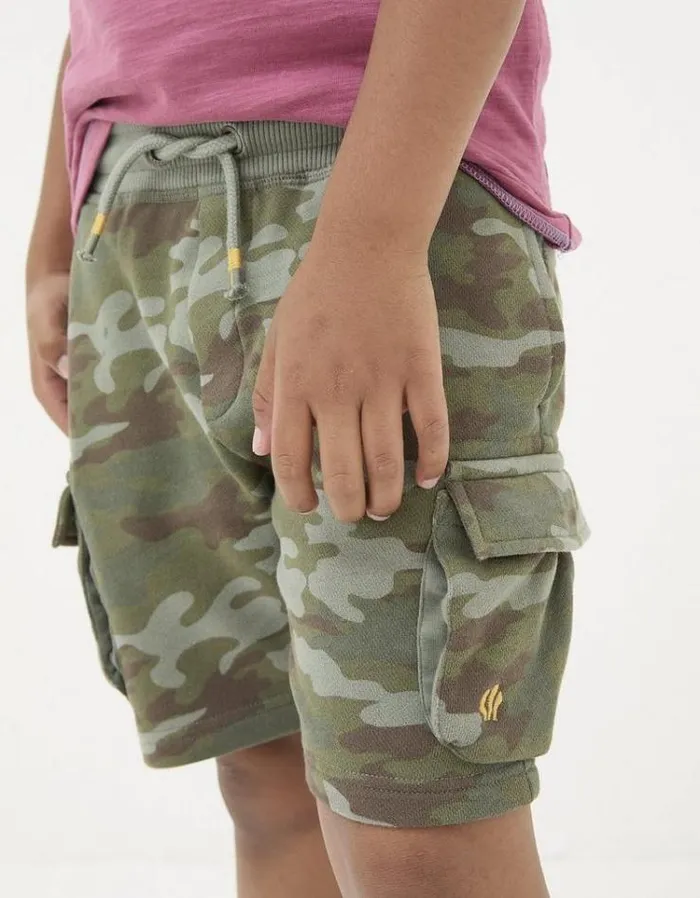 Kids FatFace Shorts Hatfield Camo Cargo Shorts Khaki Green