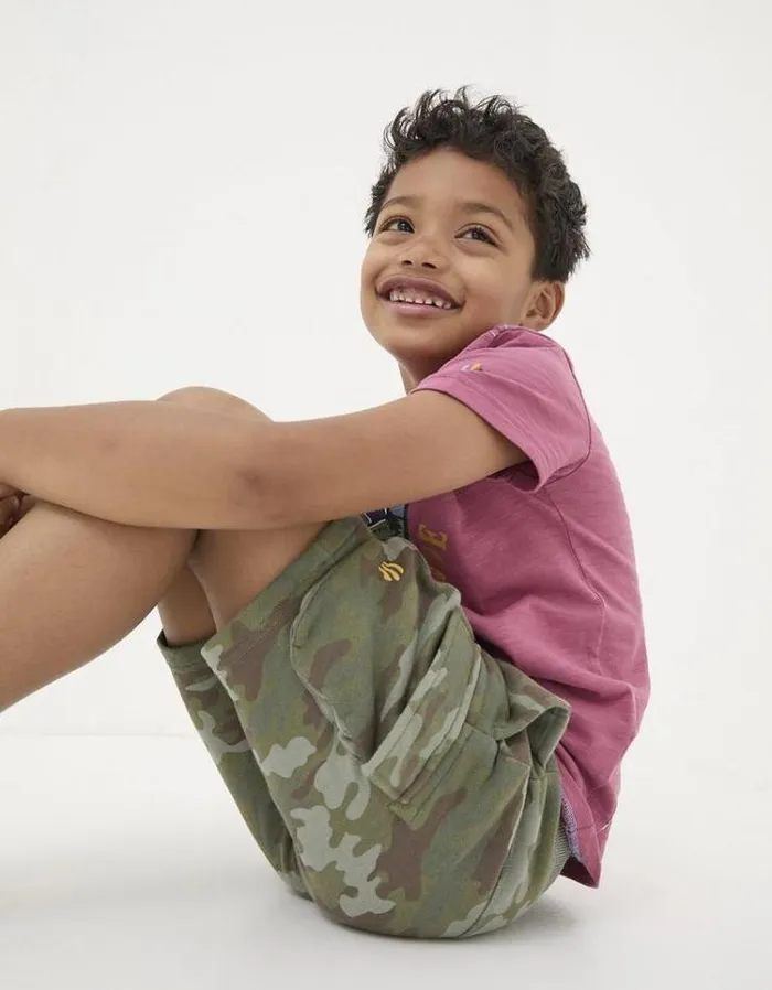 Kids FatFace Shorts Hatfield Camo Cargo Shorts Khaki Green
