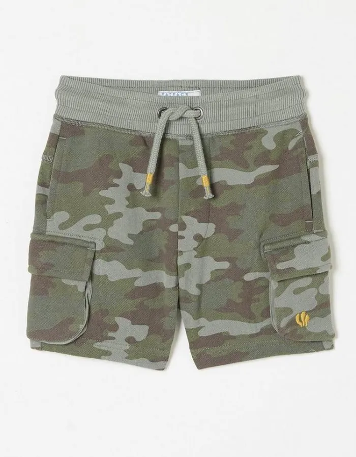 Kids FatFace Shorts Hatfield Camo Cargo Shorts Khaki Green