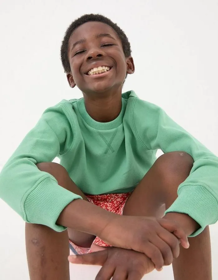 Kids FatFace Sweatshirts and Hoodies Enborne Crew Sweatshirt Green