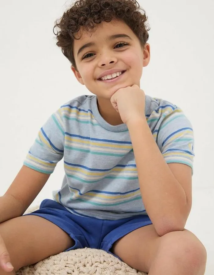 Kids FatFace TShirts and Polos Breton Stripe T Shirt Blue Marl