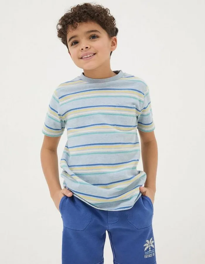 Kids FatFace TShirts and Polos Breton Stripe T Shirt Blue Marl