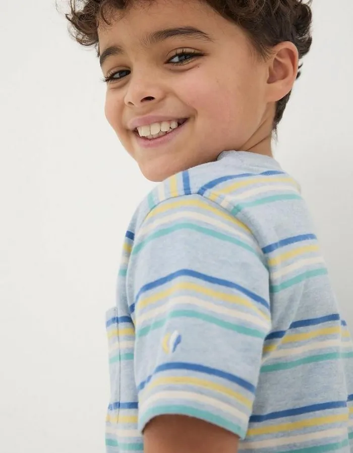 Kids FatFace TShirts and Polos Breton Stripe T Shirt Blue Marl