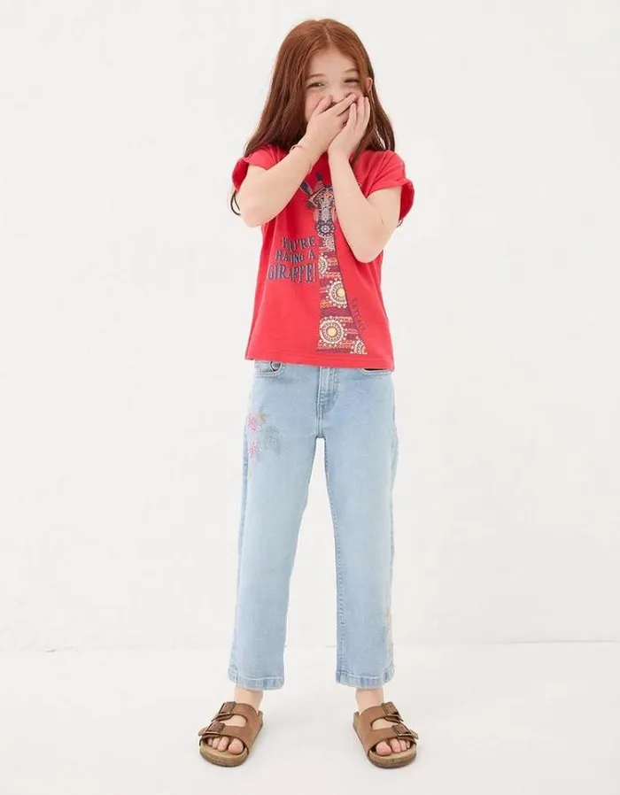 Kids FatFace Tops and TShirts Giraffe Graphic TShirt Bright Red