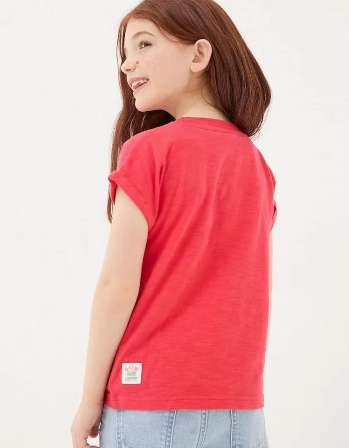 Kids FatFace Tops and TShirts Giraffe Graphic TShirt Bright Red