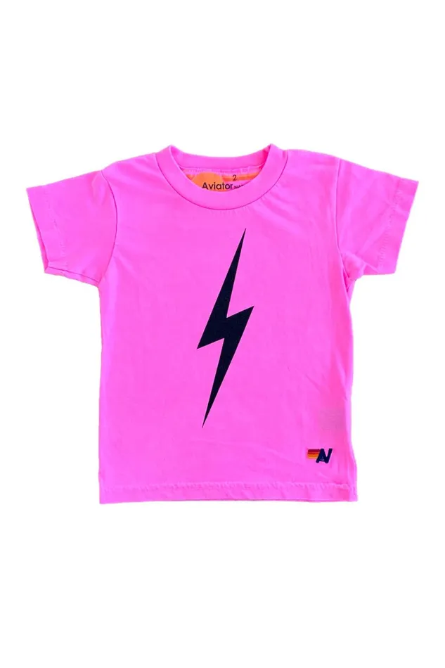 Kids Kids Collection Aviator Nation KID039S BOLT TEE 8211 NEON PINK