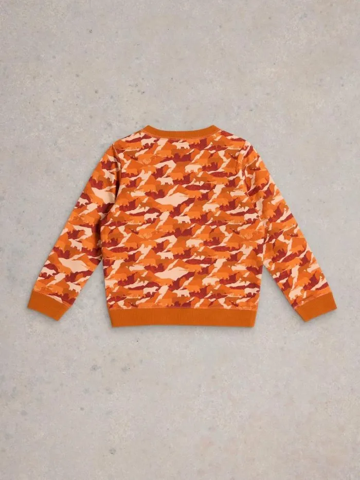 Kids Ned Camo Sweat Orange Multi White Stuff Knitwear Kids Ned Camo Sweat Orange Multi White Stuff Knitwear