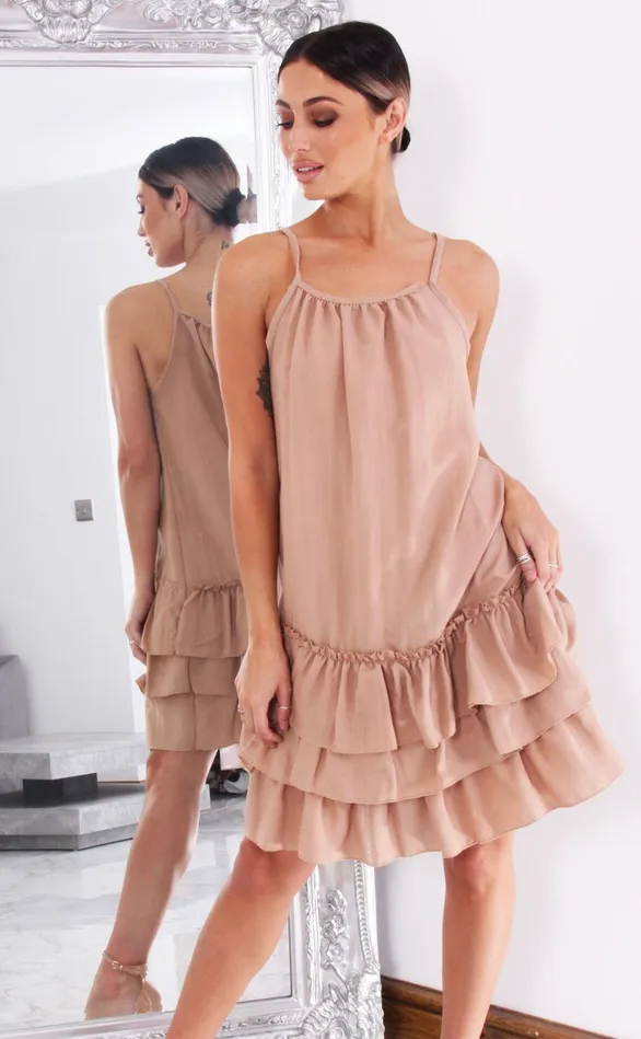 Kimora Stone Strappy Ruffle Hem Swing Dress Women Missfiga Swing Dresses Kimora Stone Strappy Ruffle Hem Swing Dress Women Missfiga Swing Dresses