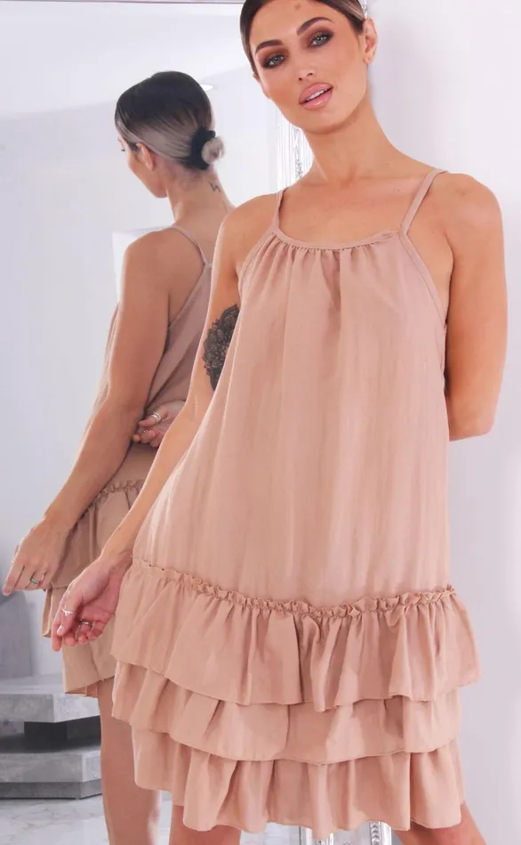 Kimora Stone Strappy Ruffle Hem Swing Dress Women Missfiga Swing Dresses Kimora Stone Strappy Ruffle Hem Swing Dress Women Missfiga Swing Dresses