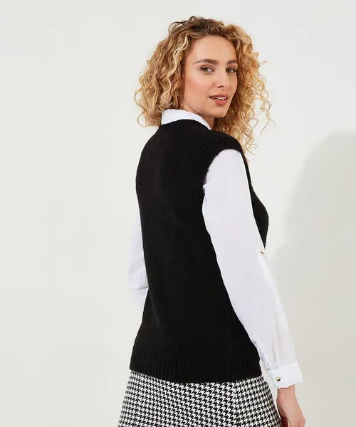 Knitwear and Cardigans Joebrowns Apparel Lucy Knitted Vest BlackOrange Knitwear and Cardigans Joebrowns Apparel Lucy Knitted Vest BlackOrange