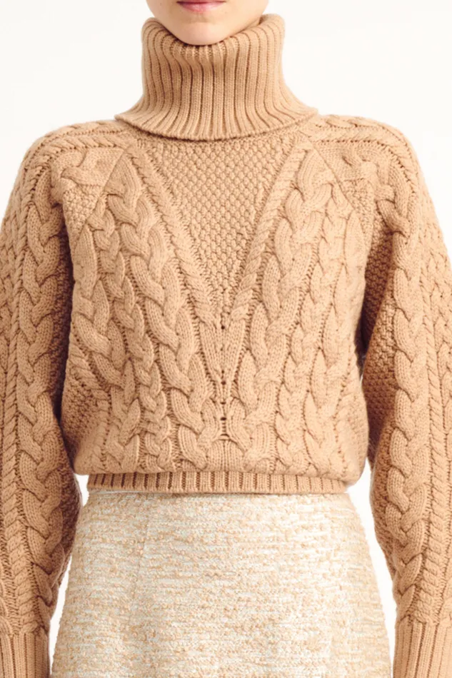Knitwear Emilia Wickstead Women Otis Sand Melange Cashfeel Cable Knit Sweater Knitwear Emilia Wickstead Women Otis Sand Melange Cashfeel Cable Knit Sweater