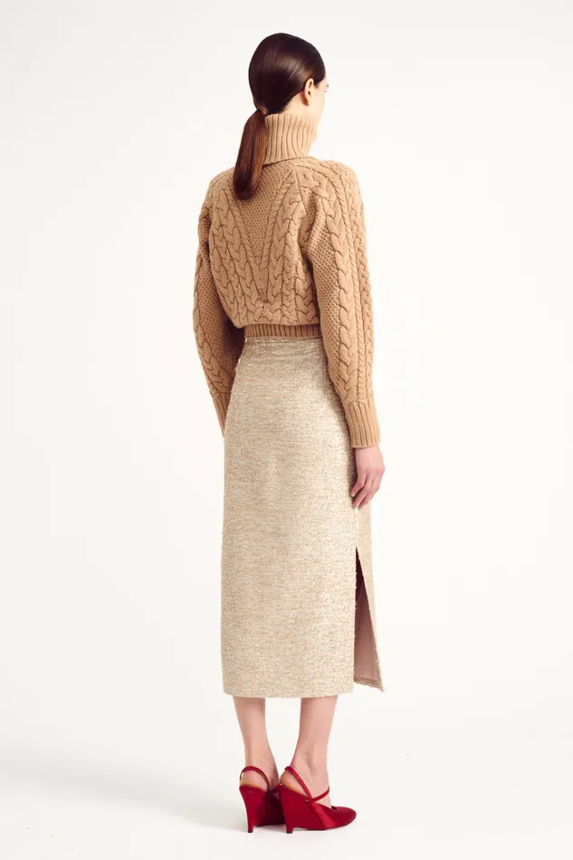 Knitwear Emilia Wickstead Women Otis Sand Melange Cashfeel Cable Knit Sweater Knitwear Emilia Wickstead Women Otis Sand Melange Cashfeel Cable Knit Sweater
