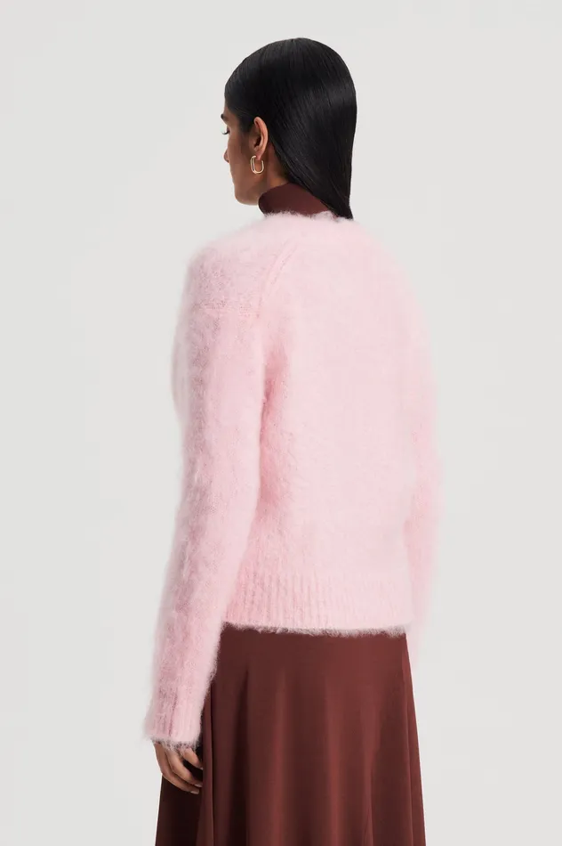 Knitwear Scanlan Theodore Women BRUSHED MOHAIR WRAP CARDIGAN PINK Knitwear Scanlan Theodore Women BRUSHED MOHAIR WRAP CARDIGAN PINK