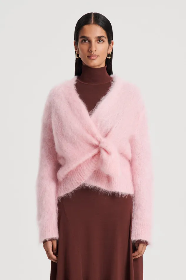 Knitwear Scanlan Theodore Women BRUSHED MOHAIR WRAP CARDIGAN PINK Knitwear Scanlan Theodore Women BRUSHED MOHAIR WRAP CARDIGAN PINK
