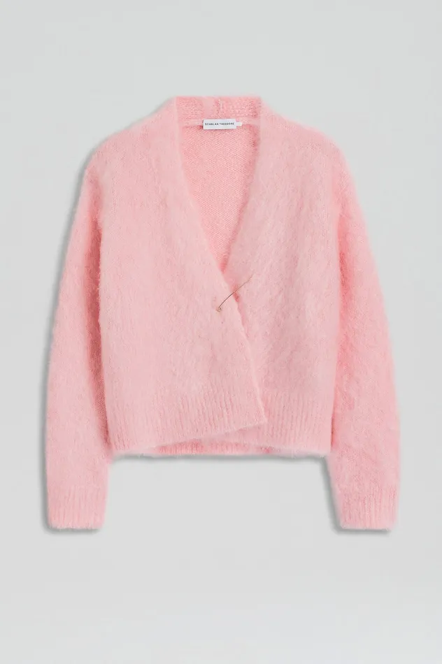 Knitwear Scanlan Theodore Women BRUSHED MOHAIR WRAP CARDIGAN PINK Knitwear Scanlan Theodore Women BRUSHED MOHAIR WRAP CARDIGAN PINK