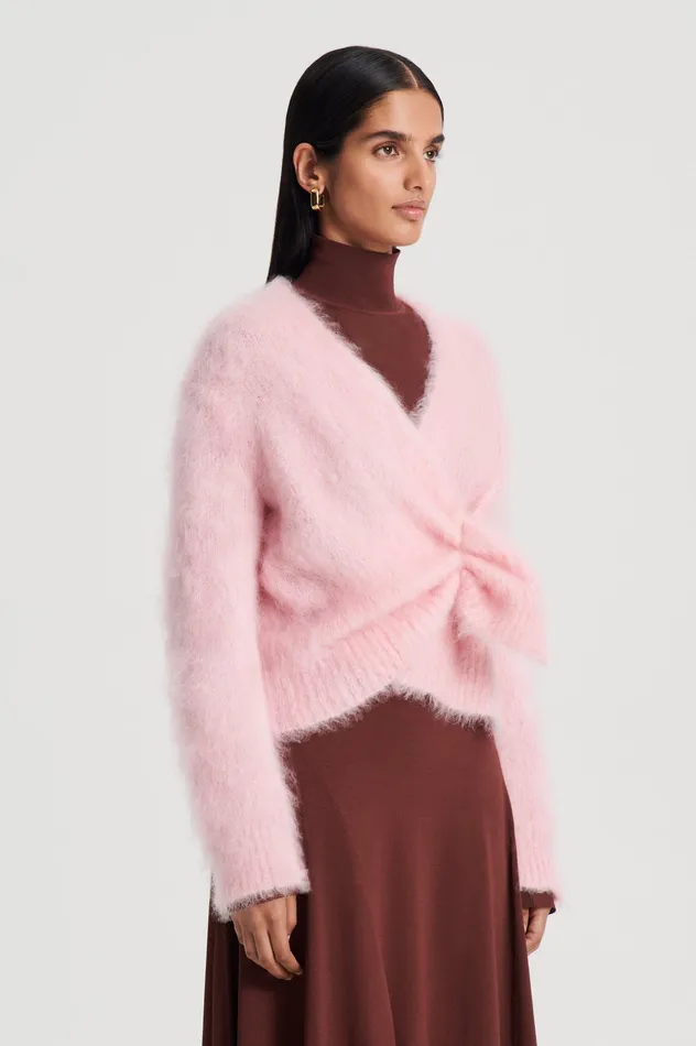 Knitwear Scanlan Theodore Women BRUSHED MOHAIR WRAP CARDIGAN PINK Knitwear Scanlan Theodore Women BRUSHED MOHAIR WRAP CARDIGAN PINK