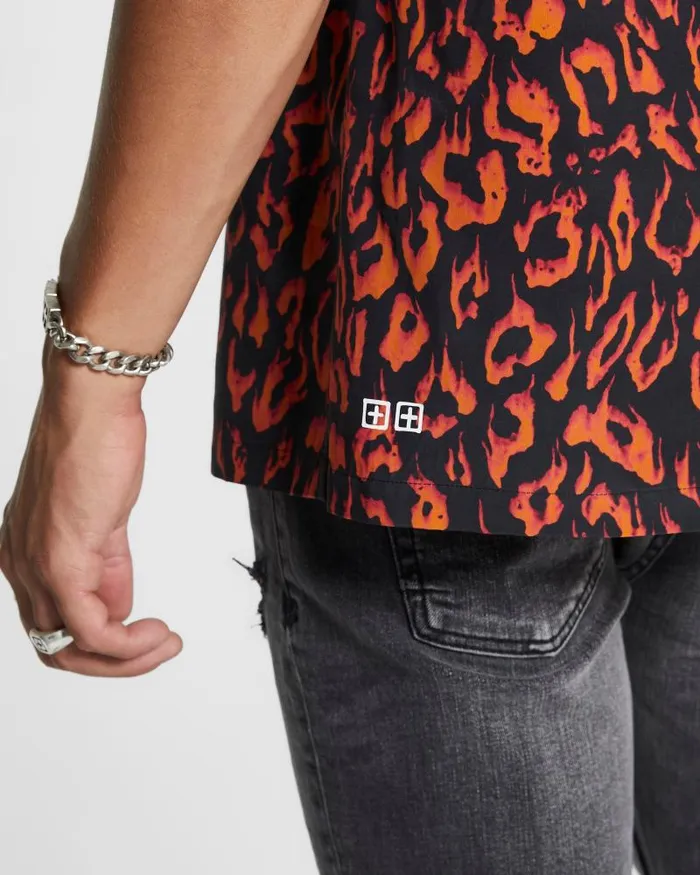 Ksubi Fire Resort Ss Shirt Orange Mens Shirts