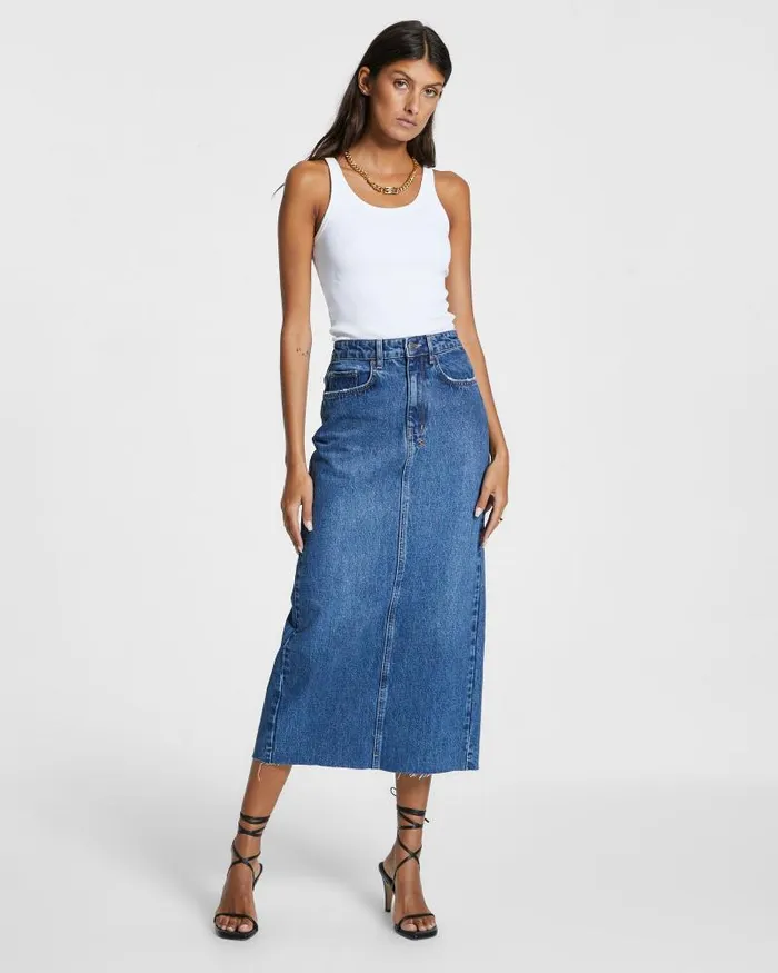 Ksubi Graduate Midi Skirt Recall Womens Denim Skirts