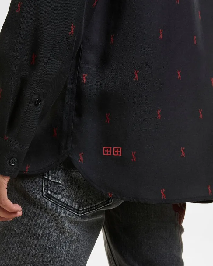 Ksubi Kash Ls Shirt Black Red Mens Shirts