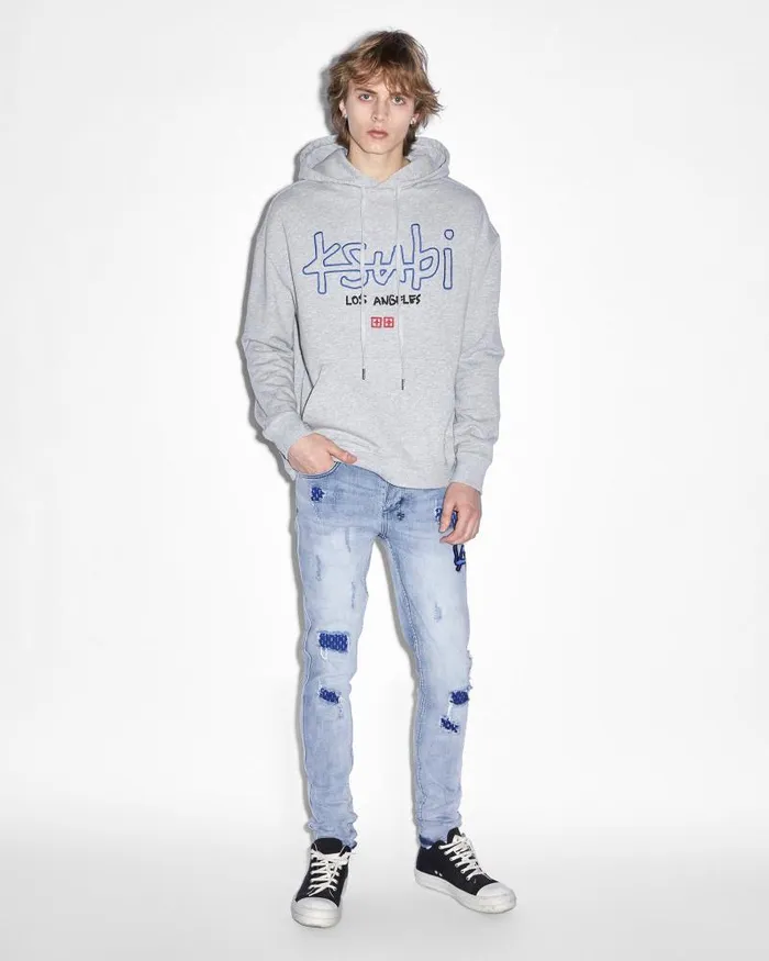 Ksubi La 42154 Biggie Hoodie Grey Marle Mens Sweats
