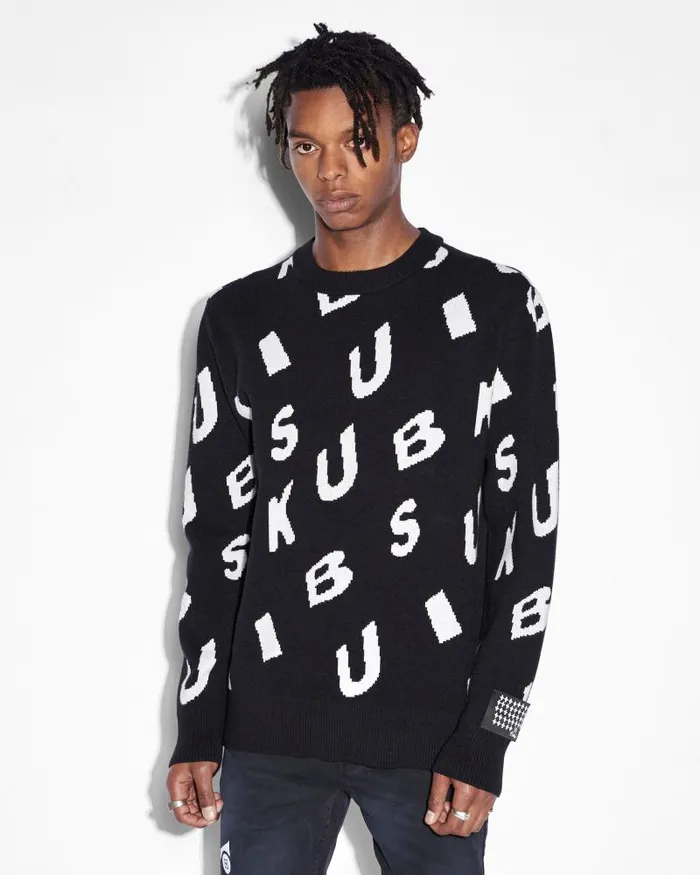 Ksubi Letters Knit Crew Black Mens Knits