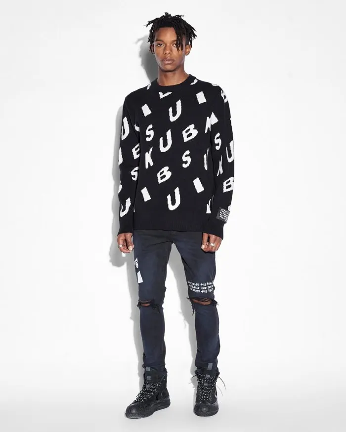 Ksubi Letters Knit Crew Black Mens Knits